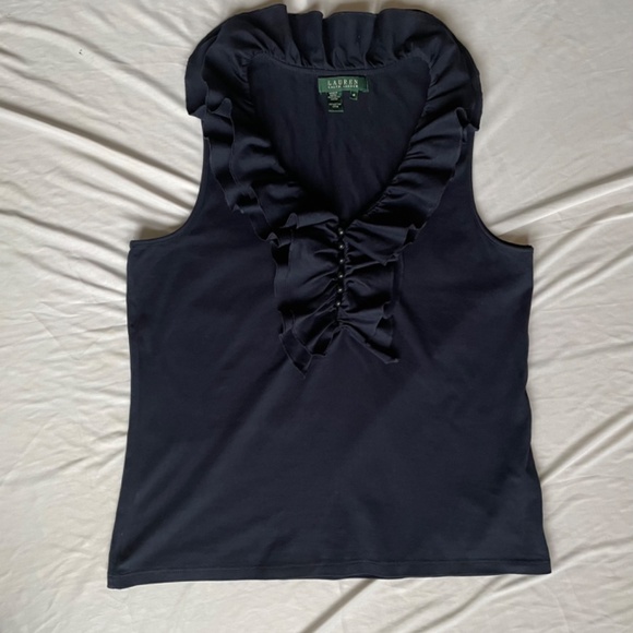 Ralph Lauren  Ruffle-Trim Sleeveless Cotton Top - Size M PERFECT FOR SUMMER - Picture 1 of 9